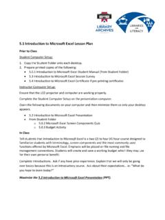 5.1 Introduction to Microsoft Excel Lesson Plan