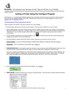 Testing a Printer Using the Configure Program - Boca Systems