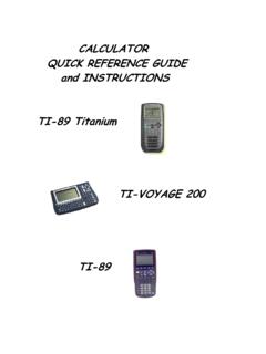 CALCULATOR QUICK REFERENCE GUIDE and INSTRUCTIONS …
