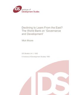 Declining to Learn From the East? The World Bank on ...