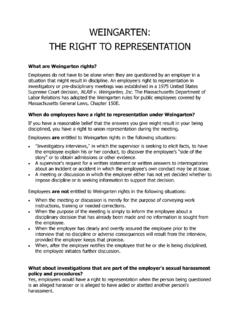 WEINGARTEN: THE RIGHT TO REPRESENTATION