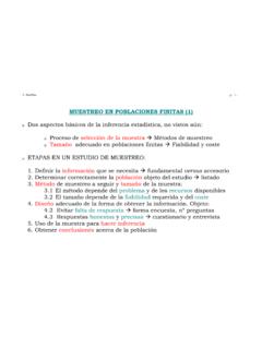 MUESTREO EN POBLACIONES FINITAS (1) - Estad&#237;stica-dma