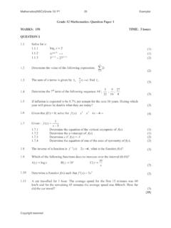 Grade 12 Mathematics: Question Paper 1 MARKS: …