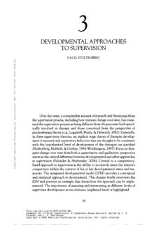 DEVELOPMENTAL APPROACHES TO SUPERVISION
