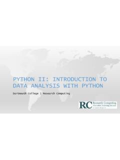 PYTHON II: INTRODUCTION TO DATA ANALYSIS WITH …
