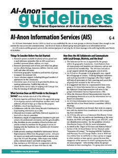 Al-Anon Information Services (AIS)