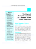 OBJECTIVES The Physical Therapist Assistant As a Member of ...