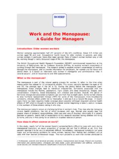 Work and the Menopause - BOHRF: Homepage