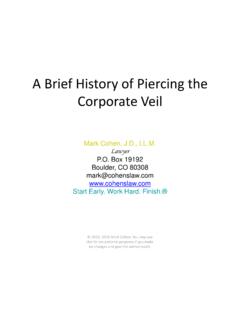 A Brief History of Piercing the Corporate Veil - Rossdale CLE