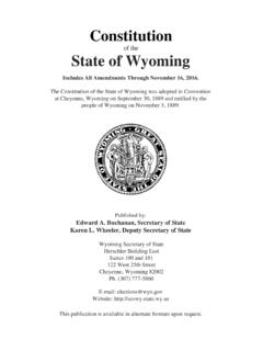Constitution State of Wyoming - Wyoming Secretary of State