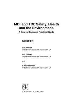 MDI and TDI: Safety, Health and the Environment.