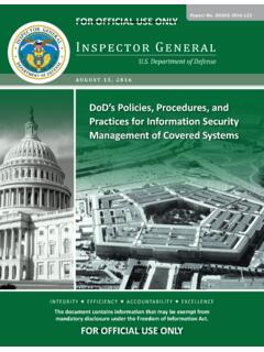 DoD’s Policies, Procedures, and Practices for Information ...