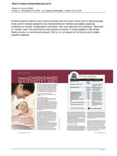 What is Evidence-Based Maternity Care?