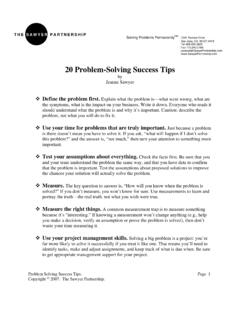 20 Problem-Solving Success Tips - Sawyer Partnership