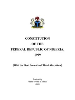 CONSTITUTION OF THE FEDERAL REPUBLIC OF NIGERIA,