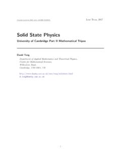Solid State Physics - damtp.cam.ac.uk