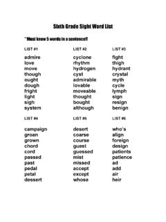 Sixth Grade Sight Word List