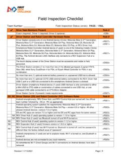 Field Inspection Checklist - FIRST