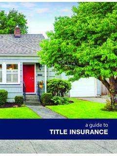 a guide to TITLE INSURANCE