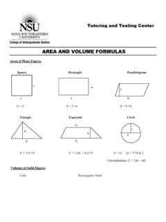 Area and Volume Formulas - Nova Southeastern University
