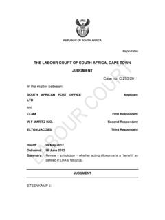 THE LABOUR COURT OF SOUTH AFRICA, CAPE TOWN …