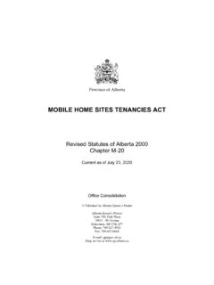 MOBILE HOME SITES TENANCIES ACT - Alberta