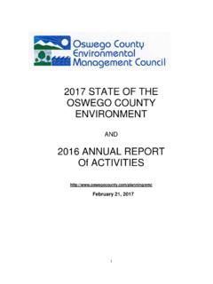 2017 STATE OF THE OSWEGO COUNTY ENVIRONMENT