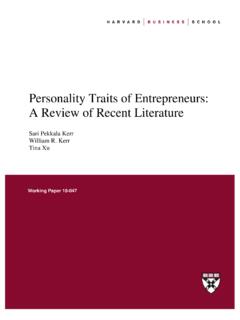 Personality Traits of Entrepreneurs: A Review of Recent ...