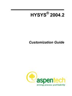 HYSYS Customization Guide - University of Alberta