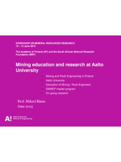 Mining education and research at Aalto University  …