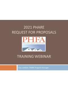 2021 PHARE REQUEST FOR PROPOSALS