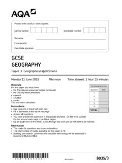 Question paper: Paper 3 Geographical applications - AQA