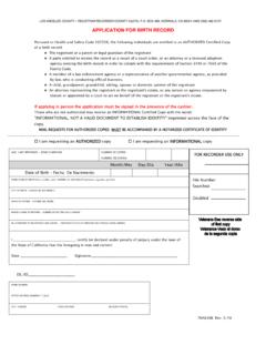 APPLICATION FOR BIRTH RECORD - Los Angeles County ...