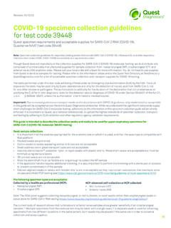 COVID-19 specimen collection guidelines for test code 39448