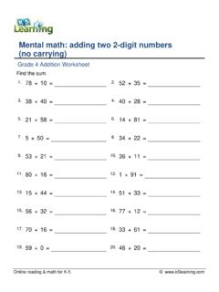 Mental math: adding two 2-digit numbers (no carrying)