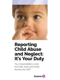 Reporting Child Abuse and Neglect: It’s Your Duty - Ontario