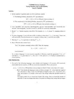 COMP481 Review Problems Turing Machines and (Un ...