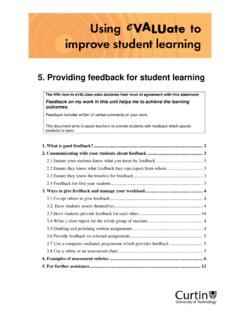5providing feedback for student learning - Curtin University