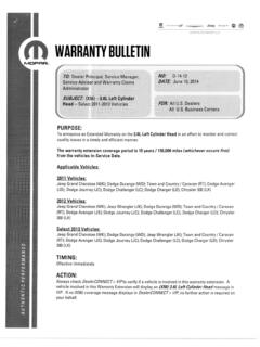 CHRYSLER GROUP LLC WARRANTY BULLETIN