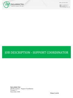 JOB DESCRIPTION - SUPPORT COORDINATOR