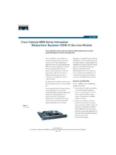Cisco Catalyst 6500 Series Intrusion Detection System ...