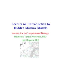 Lecture 6a: Introduction to Hidden Markov Models