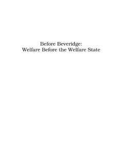 Before Beveridge: Welfare Before the Welfare State