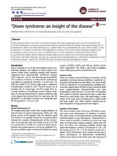 “Down syndrome: an insight of the disease”