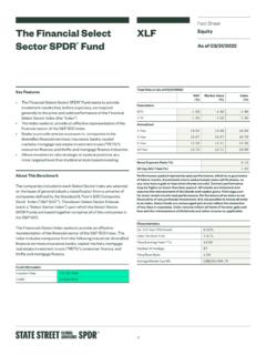 Fact Sheet The Financial Select XLF Equity Sector SPDR ...