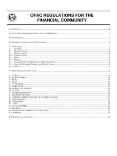 OFAC REGULATIONS FOR THE FINANCIAL COMMUNITY