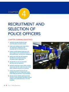 RECRUITMENT AND SELECTION OF POLICE OFFICERS