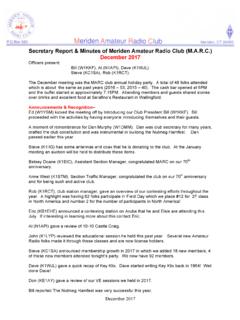 Secretary Report &amp; Minutes of Meriden Amateur …