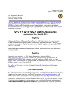 OVC FY 2018 VOCA Victim Assistance Formula Grant Program