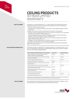 CEILING PRODUCTS 30-YEAR LIMITED WARRANTY - USG